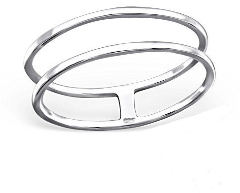 I love silver jewellery Sterling Silver Midi Ring - Open Double Band Knuckle Ring, 925 Stamped, Minimalist Stacking Jewellery (Size G)