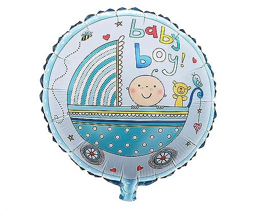 Folienballon Baby Boy, rund - Cartoon, ca. 45 cm - Party Luftballon Deko Dekoration Kindergeburtstag Helium Heliumballon XXL Ballon Geburt Geburtstag Baby Girl boy Mädchen Junge Babyparty