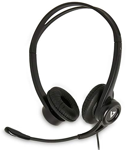 V7 Casque stéréo USB Essentials avec microphone - Casques audio (Centre d'appel/Bureau, Binaural, Bandeau, Noir, RoHS, CE, FCC, Avec fil)
