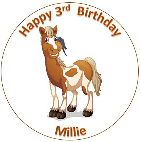 7.5 inch circle round horse cake topper printed edible icing personalised