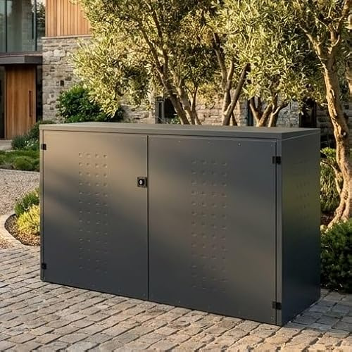 reinkedesign Fahrradgarage aus Aluminium Anthrazit inkl. Pultdach | Für bis zu 3 Räder/E-Bikes I Made in Germany | Einfaches Montieren I Optional mit Ladevorrichtung I Langlebig