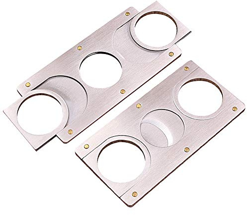 amropi Cortador de Puros Acero Inoxidable Guillotina Doble Cuchilla Cuadrado en Bolsa de Regalo Pack de 2(Plata x 2)