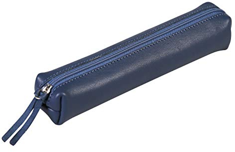 Clairefontaine 410153C Schlampermäppchen Slim, aus Lammleder, 19,5 x 2,5 x 4cm, 1 Stück, Dunkelblau