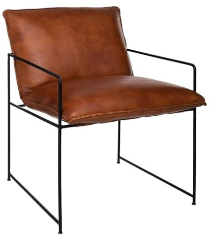Atmosphera Sessel Kanat, Cognac, Metall & Leder
