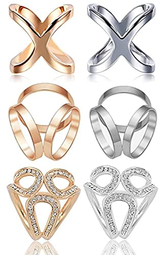 XHBTS 6 Stück Schalring Clip Tuchring Metall Schalclip Broschen Schal Wölbungs Schmuck für Schals und Tücher