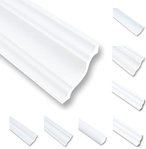 NK80 Moulures de plafond en polystyrène XPS, moulures en stuc, Baguette de finition blanc, 80 x 80 mm, moulures décoratives, moulures de plafond, bandes décoratives