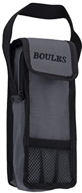 Engelhart - bag for 3 boules game with handle Opening at the top - Opens and closes with zipper and scratch- Size; 23 x 8.5 x 3.5 cm (Grey)