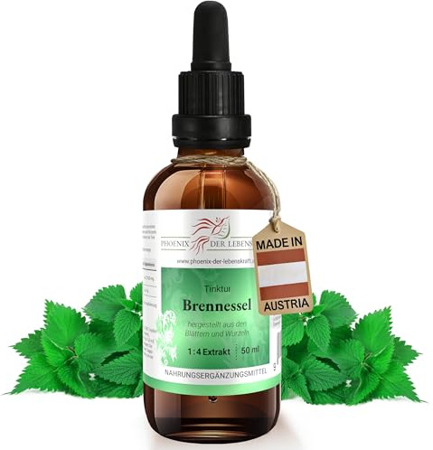Brennessel Tinktur 50ml | Urtica dioica Tropfen (1:4 Auszug) | Nahrungsergänzungsmittel | Gemeine Nessel, Große Nessel, Nessl, Grosse Brennnessel