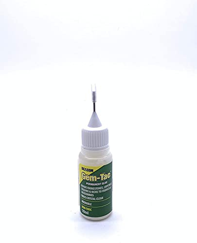 JP Arts & Crafts New 10ml Beacon Gemtec Adhesive with Crystal Needle for Applying Crystals, Rhinestones, Diamante, Diamonds, Crafts, DIY Projects and Fashion Accessories (1 Bottle), Clear,White