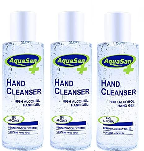 Malibu Sun Aquasan Anti Bacterial Hand Cleanser Sanitiser Alcohol Gel 200 ml 3 Pack