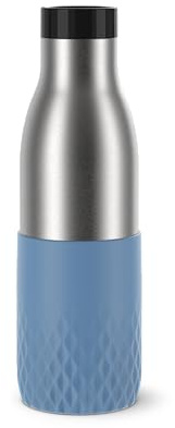 Tefal Gourde 0,5 L, Acier inoxydable 18/10, Hermétique, Manchon silicone, Ergonomique, Maintient boissons chaudes 12h et froides 24h, Compatible lave-vaisselle, Bludrop Sleeve bleu N3110710
