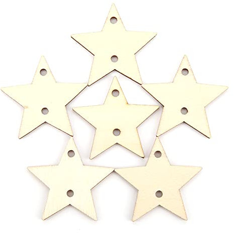 Cyrank Knöpfe zum Basteln, 200 Stück, 5-Punkt-Stern-Holzknöpfe, 2-Loch-Holzknöpfe für Kleidung, Ornamente, DIY-Projektdekoration