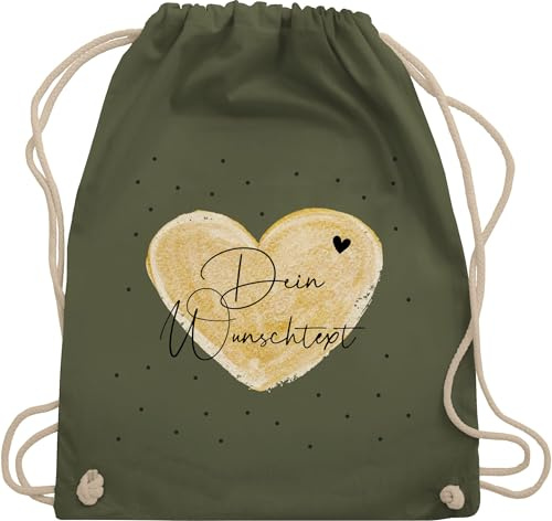 Turnbeutel Rucksack - Aufdruck selbst gestalten - Dein Wunschtext I Geschenk personalisiert Weihnachten I Vatertag I Muttertag I Geburtstag - Unisize - Olivgrün - taschen jga beutel wechselkleidung
