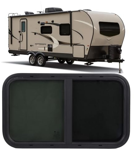 Fenêtre Coulissante pour Camping-car, Remplacement de Fenêtre Coulissante Latérale Horizontale de 730x435mm avec écran D'insecte, Fenêtre en Verre trempé teinté Campeur pour