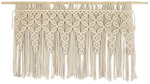 Scheibengardine Makramee Kurz Küche Schmetterling Trennvorhang Türvorhang | Boho Bistrogardine Kurzstores Gardinen Baumwolle Küchengardinen Küche Makramee Vorhang Tür Fester Modern 1 Stück 95x55