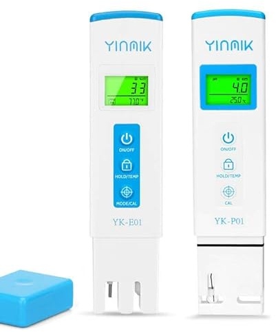 YINMIK Digitales pH Messgerät und TDS Tester Set, 3 in 1 PPM TDS EC Temperatur Messgerät für Trinkwasser, Hochpräziser pH Tester vom Stifttyp für Aquarium, Hydrokultur, Pool, Brauen
