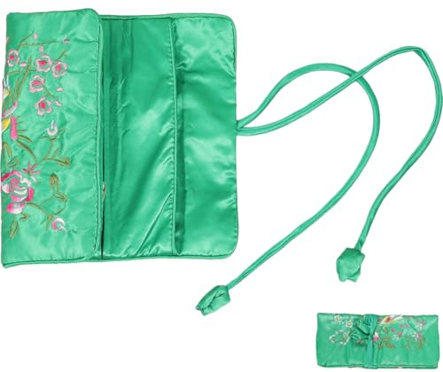 Operitacx Bolso De Almacenamiento Cosmético Y Joyas Enrollable Con Bolsillos Con Cremallera Para Collar Aretes Y Cosméticos Ideal Para Viajes Y Uso Diario