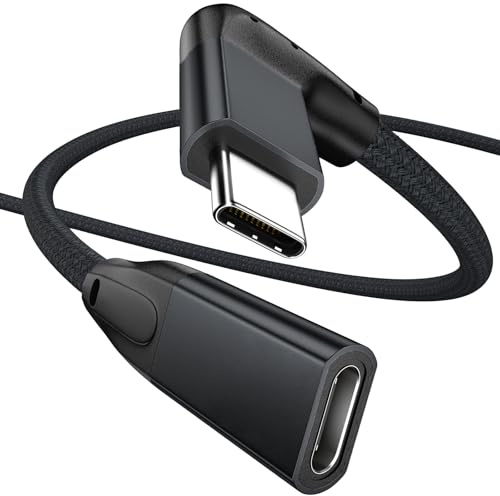 USB C Verlängerungskabel 3M, USB C 3.1 Gen2 10Gbps Stecker auf Buchse Kabel | 90 Grad Winkel PD 100W Typ C Adapter, 4K@60Hz Videoübertragung für iPhone 17 16 15, Galaxy S26 S25, MacBook M4, Pixel 10/9/8