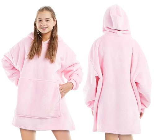 KEPLIN Oversized Blanket Hoodie – Ultra Soft Fleece & Sherpa Lined Wearable Hoodie Blanket with Large Pocket and Elasticated Cuffs – One Size Fits Most for Lounging, Travel, Camping & Home Comfort
