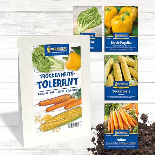 Kiepenkerl Saatgut-Set Trockenheitstolerante Gemüsesorten 65733, Gemüsesaat | Mangold, Blockpaprika, Zuckermais, Aussaatratgeber, ertragreich, für Balkonkasten & Hochbeet