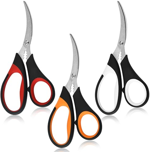 3 Pairs of Kitchen Seafood Scissors for Crab Legs, Lobster Shell Cracker, Lobster Shrimp Crayfish Crawfish Scissors Fish Scissors, Multifunctional Crab Leg Crackers