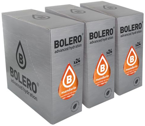 SET 72 BOLERO DA 9 GRAMMI MANDARIN Preparato istantaneo per Bevande con Stevia e Vitamina C e Senza Zucchero