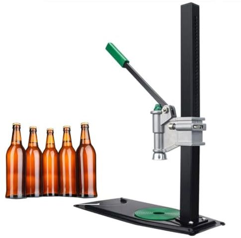 Manual Bottle Capper Tool, Wine Bottle Cap Pressing Machine, 26mm-29mm Beer Bottle Capping Machine, 20-46.5 cm Adjustable Height, Non-Slip Pad for Homebrew Soft Drink Home Brew Beer