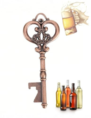 Portachiavi Anello con Apribottiglie Birra apribottiglie in acciaio inox apribottiglie per birra, lattine cucina bar ristorante (Retro copper color 50 pack)