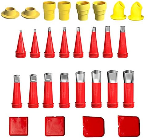 wadafen 28Pcs Sealing Tool Set,Integrated Rubber Nozzle Tool Set,Universal Integrated Rubber Nozzle Tool Kit,Caulking Sealing Nozzles Kit,Simple Sealing Finisher Nozzle,for Kitchen Bathrooms