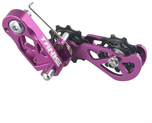 Tensor de cadena de bicicleta para 8 velocidades de hasta 12 velocidades, guía de cadena de bicicleta, tensor de cadena ajustable para cadenas de bicicleta, ligero (morado)