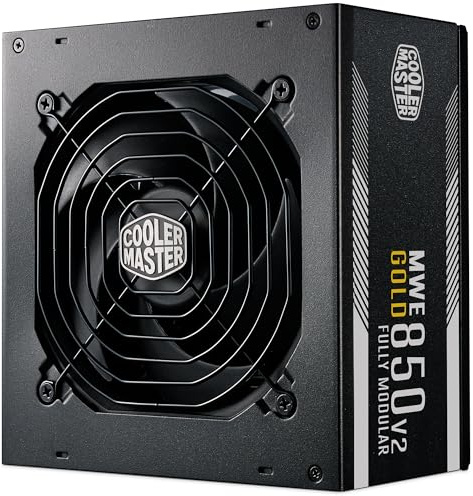 Cooler Master MWE Gold 850 V2 ATX 3.1 (spina EU) PSU Modulare - Supporto ATX 3.1, PSU 80 PLUS Gold da 850 W, Cablaggio PCIe 5.1, Ventola FDB 120mm, Soglia Alta Temperatura, Garanzia 5 Anni
