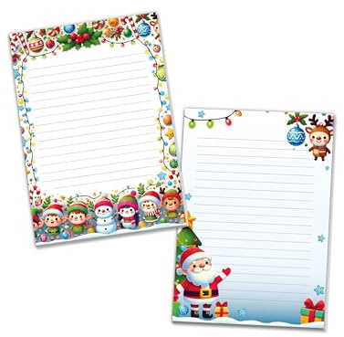 2 bunte Schreibblöcke liniert im Set Motivpapier Weihnachten Christmas Silvester Winter Wichtelgeschenk für Kinder Jungen Mädchen (2 Blöcke A5 mit je 25 Blättern)