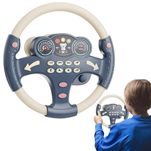 Generisch Lenkrad Spielzeug Kind Kinderlenkrad mit Musik für Auto | Simulierter fahrbare Fahrsteuer-Spielzeug | Blinker inklusive | Lenkradspielzeug Copilot für Kinder mit 360° Rotation