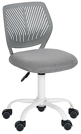 FurnitureR Färgglad skrivbordsstol, modern justerbar design datorsits, svängbar armlös stol, barnrum, hemmakontor task stol, grå