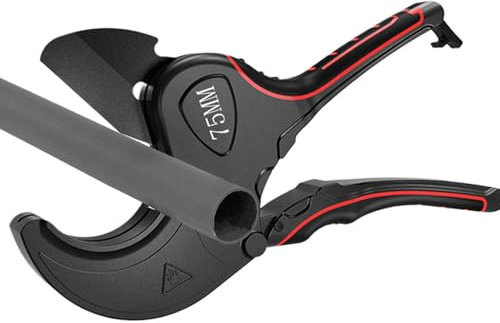 Taglierina a cricchetto in PVC – Tagliatubi idraulici per tubi idraulici, strumento di taglio a cricchetto | efficienti cesoie per tubi in PVC, tagliatubi per tubi in PE, gomma