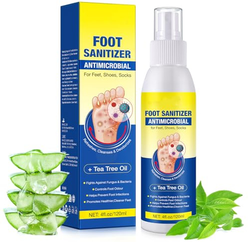 Antifungal Foot Spray 120ml, Fast-Acting Athlete's Foot Treatment with Tea Tree Oil, Odor Control & Shoe Sanitizer, 98% Natural Formula for Smelly Feet Relief in Men & Women