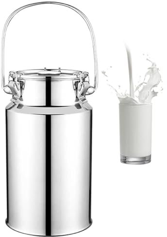 201 Pot a Lait INOX Bidon De Transport De Lait De Ferme 3l/5l/10l/15l Bidon De Baratte À Lait Pot Seau À Vin Baril Seau À Eau Huile Réservoir À Thé avec Couvercle Scellé,3L