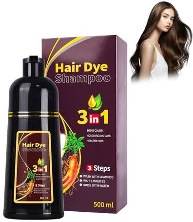 Wonsters 500 ml shampoo Champú tintóreo para cabello gris, champú tintóreo instantáneo para hombres y mujeres, tinte para el cabello, champú tintóreo para hombres y mujeres (marrón oscuro)