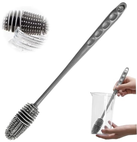 Water Bottle Cleaner Brush 11 Flexible 360° Silicone Bottle Brush with Long Handle Scratch-Resistant Dishwasher Safe for Small Narrow Neck Containers