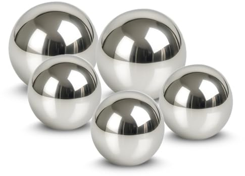 matches21 HOME & HOBBY Lot de 5 boules flottantes décoratives pour mini étang, 2 tailles, boules en acier inoxydable comme décoration de bassin