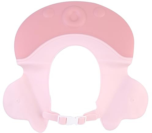 FUNNETOYU Adjustable Infant Bathing Cap for Kids and Babies in Pink Pe Material, Can be Used as Sunshade, Comfortable Baby Shampoo Hat for Hair Washing and Shower Protection