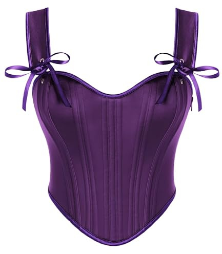 SCARLET DARKNESS Corsé para mujer con escote corazón, estilo renacentista, con cordones, estilo renacentista, bustier, Morado (, 42