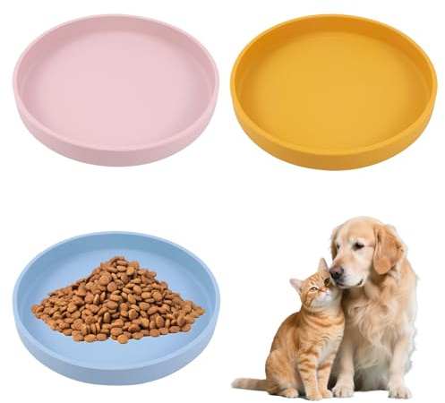 Zyiphor 3er Set Katzennapf Flach,Futternapf Katze Silikon,Flach Futterschale,Multifunktionales Futternapf für Trocken-/Nassfutter & Trinken, Leicht zu Reinigen für Katzen und Hunde.