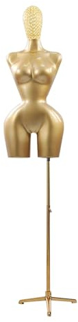 GUHPZA Schaufensterpuppe Aus Fiberglas Für Europäische Und Amerikanische Damen In Übergrößen Mit Hohlem Kopf, Abnehmbarer Und Höhenverstellbarer Puppe,Gold