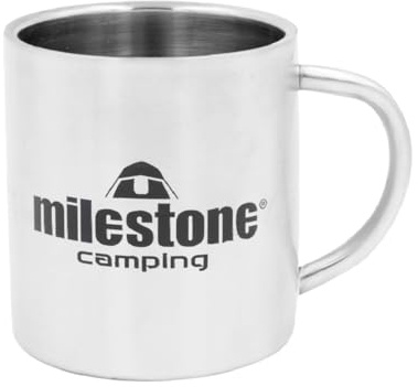 Milestone Camping 65980 Stainless Steel Camping Mug/Double Walled with 300ml Capacity/Camping, Festivals, Fishing