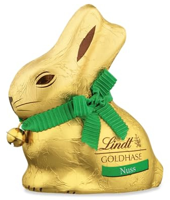 Lindt Schokolade GOLDHASE | 4 x 100 g | Vollmilch-Nuss-Schokolade in Hasenform zu Ostern | 20 % Haselnuss-Anteil | Osterschokolade | Schokoladengeschenk | Schokoladenhase | Osterhase