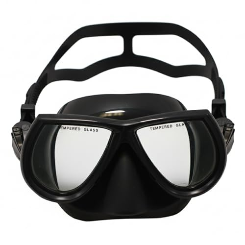 Scuba Choice Black Dive Mask – Low Volume for Scuba Diving, Spearfishing & Free Diving, Tempered Glass Lenses, Adjustable Strap, Perfect for Narrow Faces, 4-3/4 Silicone Skirt