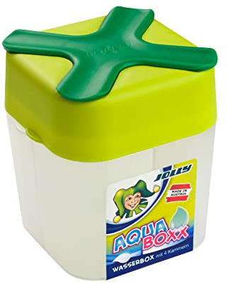 JOLLY Aqua Boxx, Malbecher, Wasserbox mit 4 Kammern, drehbaren Flügelverschluss und Ablegefläche für Pinsel, auslaufsicheres Design