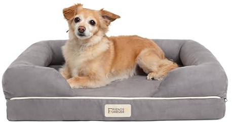 Friends Forever Letto ortopedico per cani, sfoderabile, 100% pelle scamosciata, materasso in memory foam con bordo rinforzato, edizione Premium Prestige