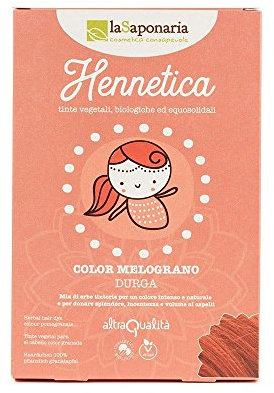 La Saponaria | Tinte vegetal de henna rojo granada, Coloración natural, ecológica y duradera, sin químicos, cuida y nutre el cabello, cubre las canas. 100 g (Granada, 100g)
